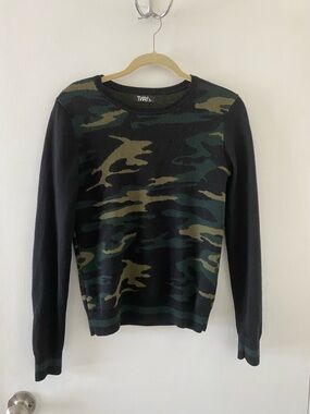 TNA Camo Wool Sweater Merino Crew Women’s Small *Flaw